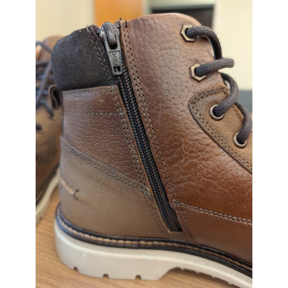 Franco Fortini Men Ken Cognac Leather Ankle Lace Up Lug Boots 10.5 Brown 503805 - Picture 5 of 9